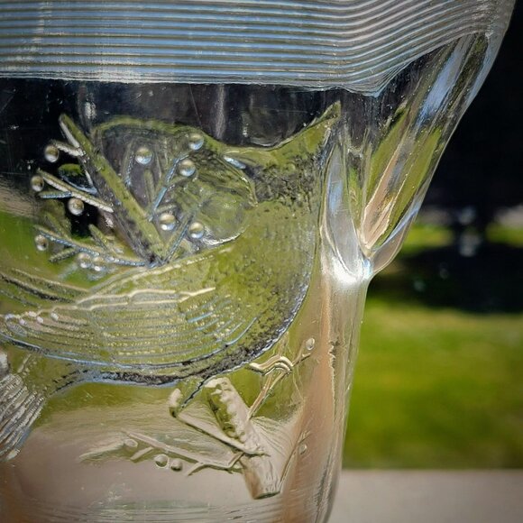 Antique EAPG Glass Creamer Cardinal Bird on Tree, Vintage Pressed Glass USA Made - Picture 9 of 12